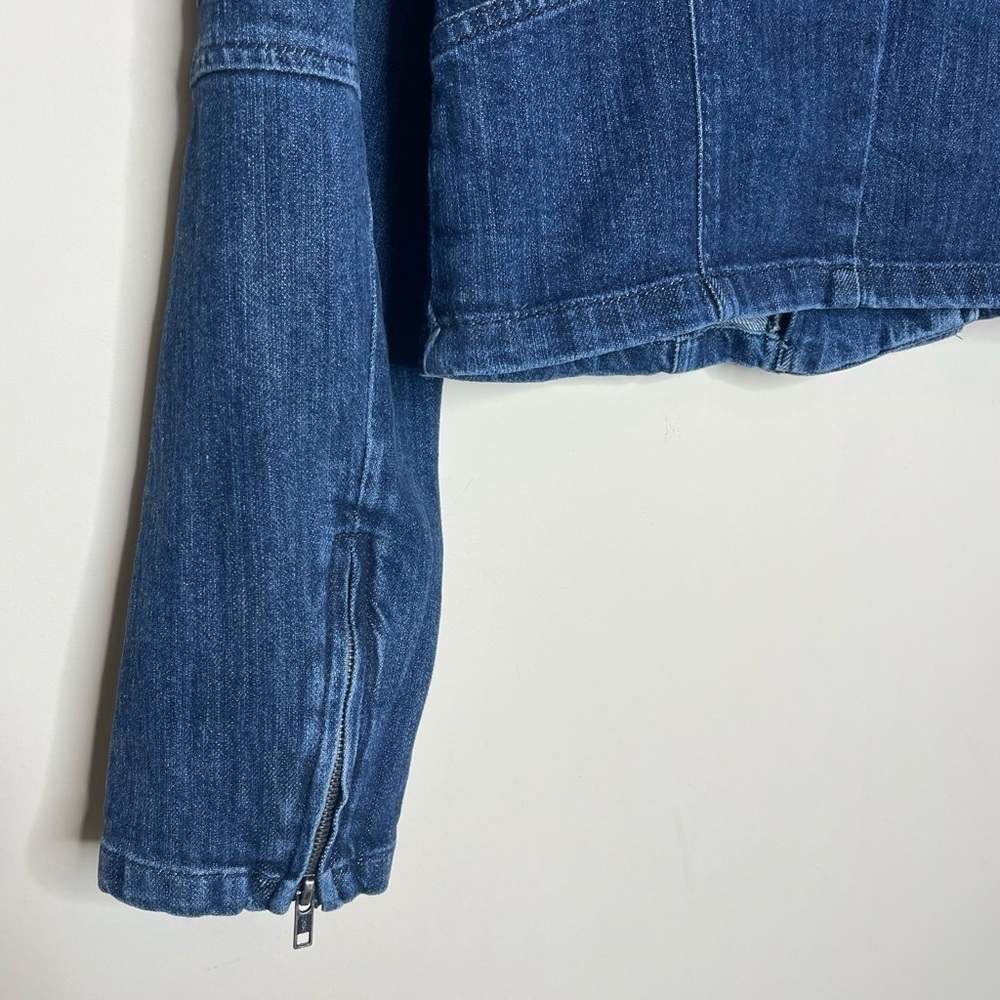 Elle denim short moto long sleeve zipper jacket - Picture 3 of 11
